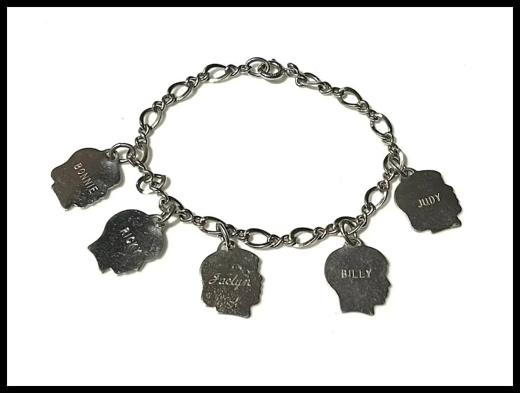 Vintage Mother's Charm Bracelet with Children Boy and Girl Charms - 2