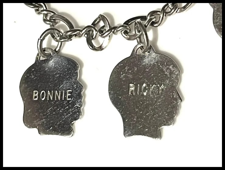 Vintage Mother's Charm Bracelet with Children Boy and Girl Charms - 5