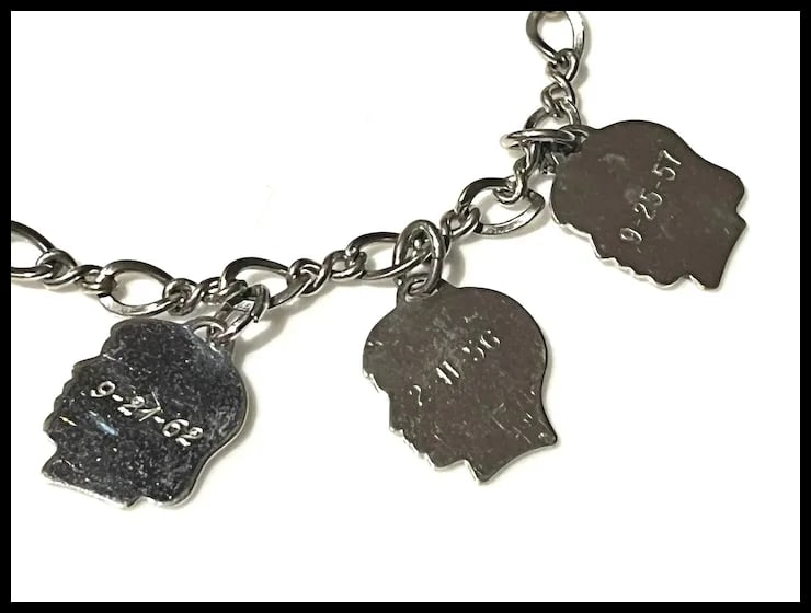 Vintage Mother's Charm Bracelet with Children Boy and Girl Charms - 7