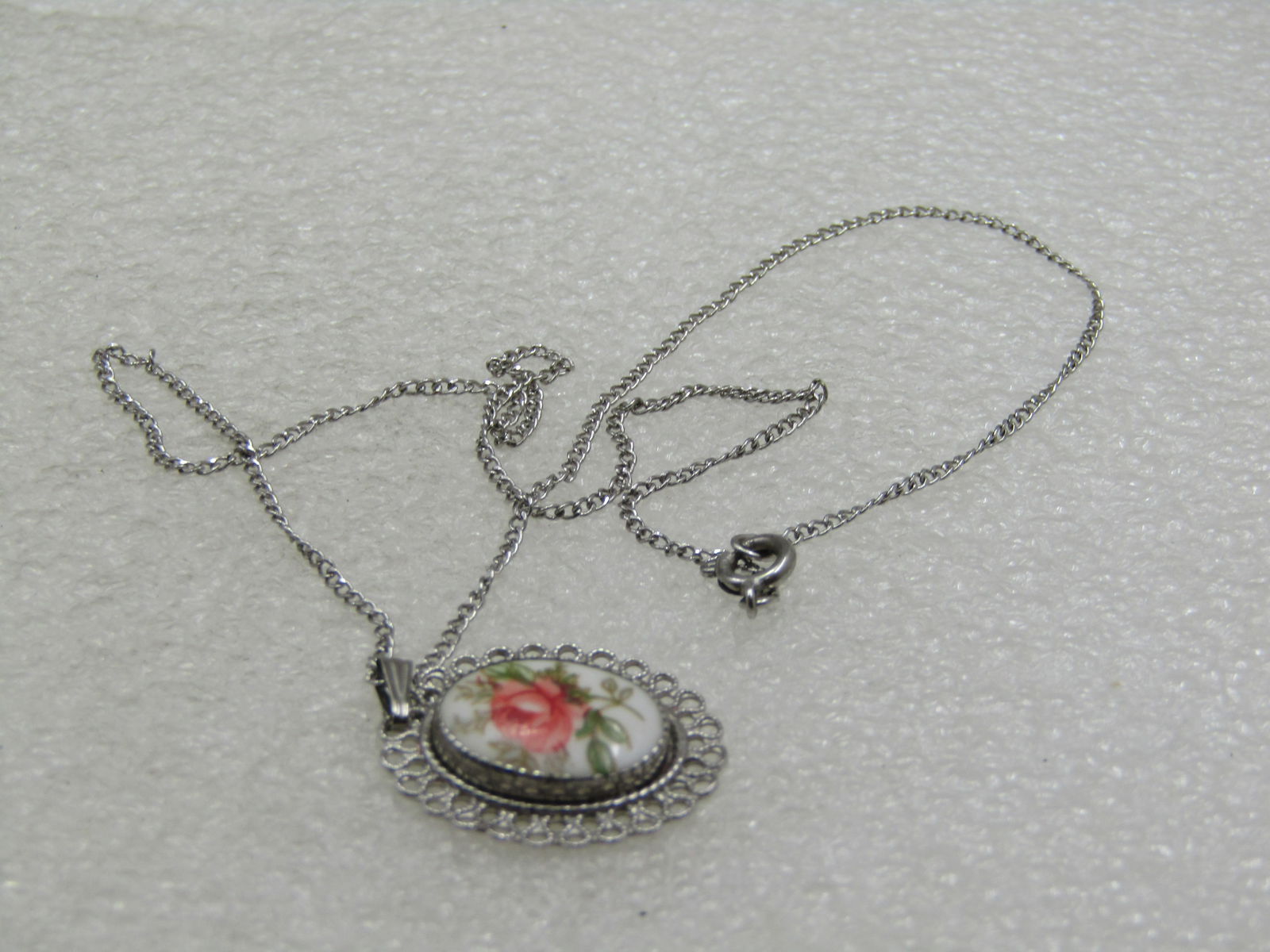 Vintage Beau Sterling Floral Necklace, 15", Filigree - 2