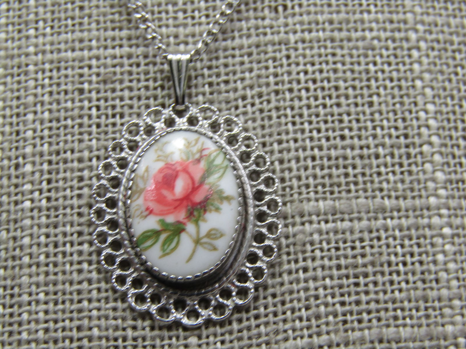 Vintage Beau Sterling Floral Necklace, 15", Filigree - 6