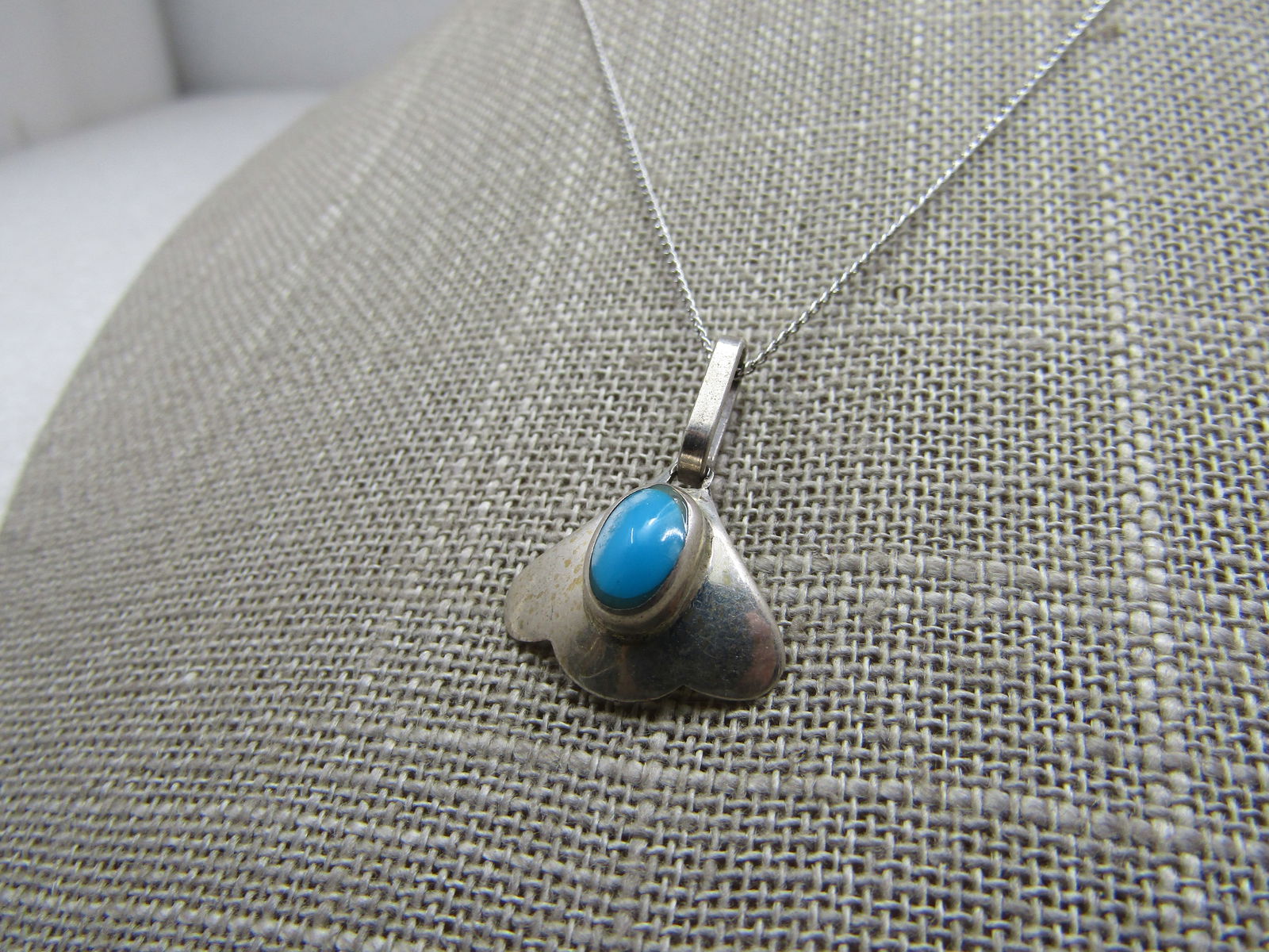 Sterling Mexico Turquoise Necklace 17", Modern - 4