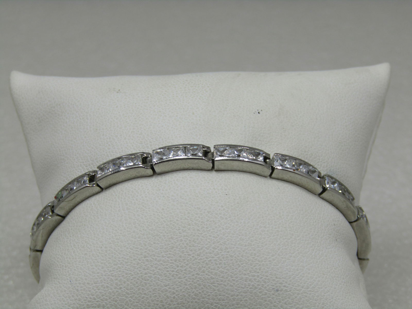 Silver/Rhodium Plated CZ Tennis Bracelet, 7", 4.5mm wide - 3