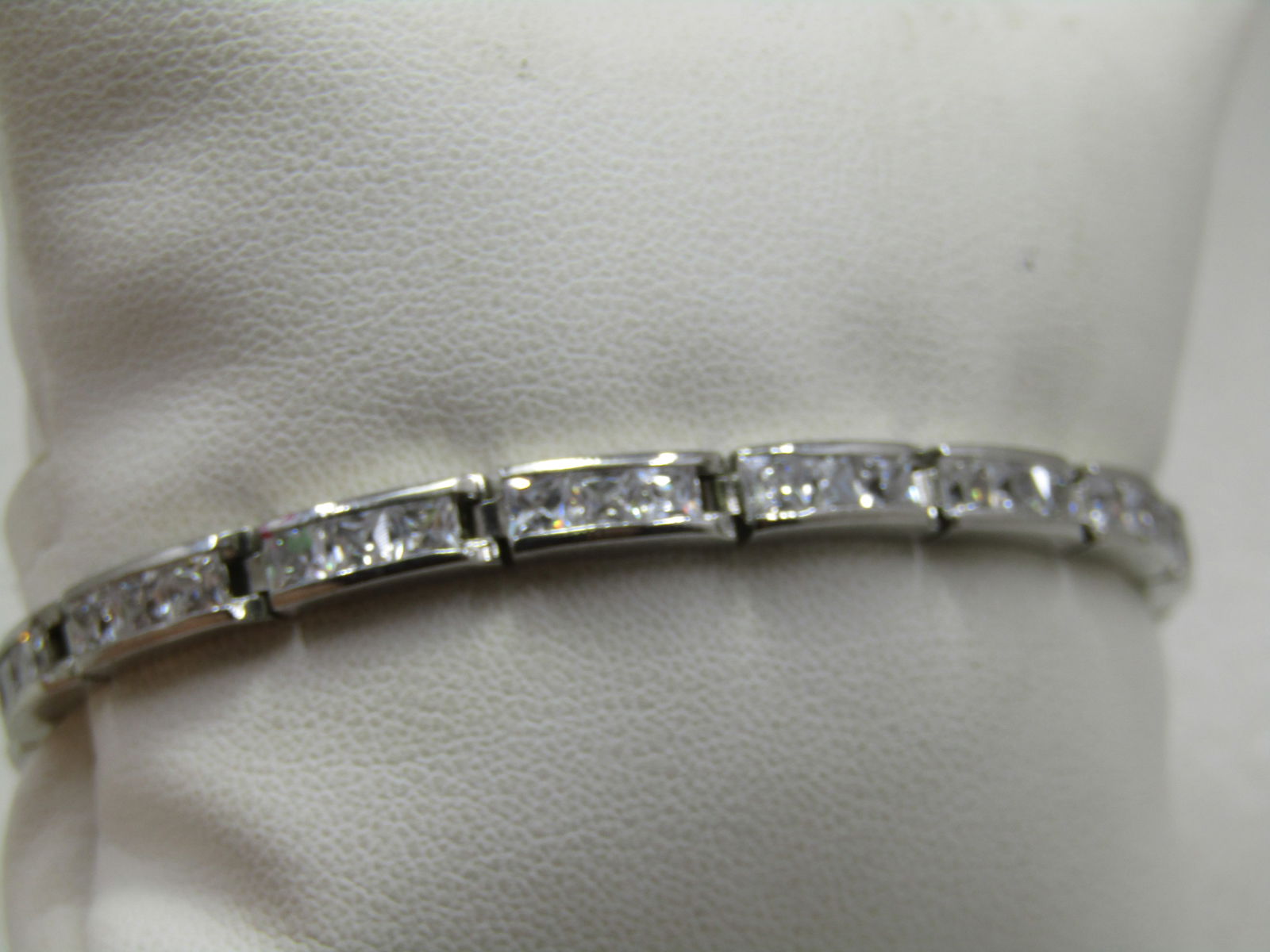 Silver/Rhodium Plated CZ Tennis Bracelet, 7", 4.5mm wide - 4