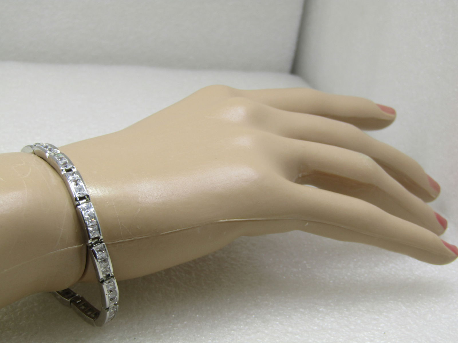 Silver/Rhodium Plated CZ Tennis Bracelet, 7", 4.5mm wide - 6