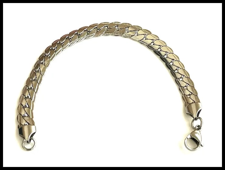 Vintage Stainless Steel Herringbone Snake Bracelet - 3