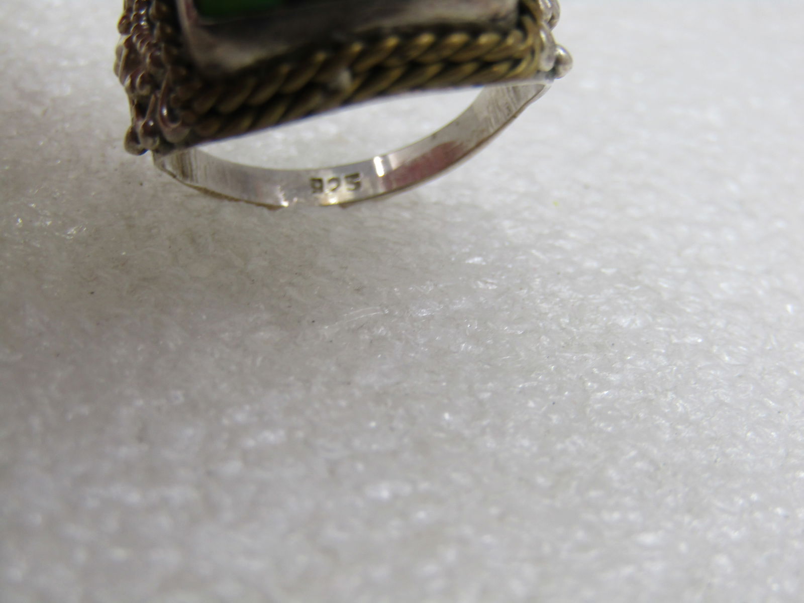 Vintage Sterling Southwestern Green Turquoise Men's Ring, Sz. 9.5 Unisex - 7