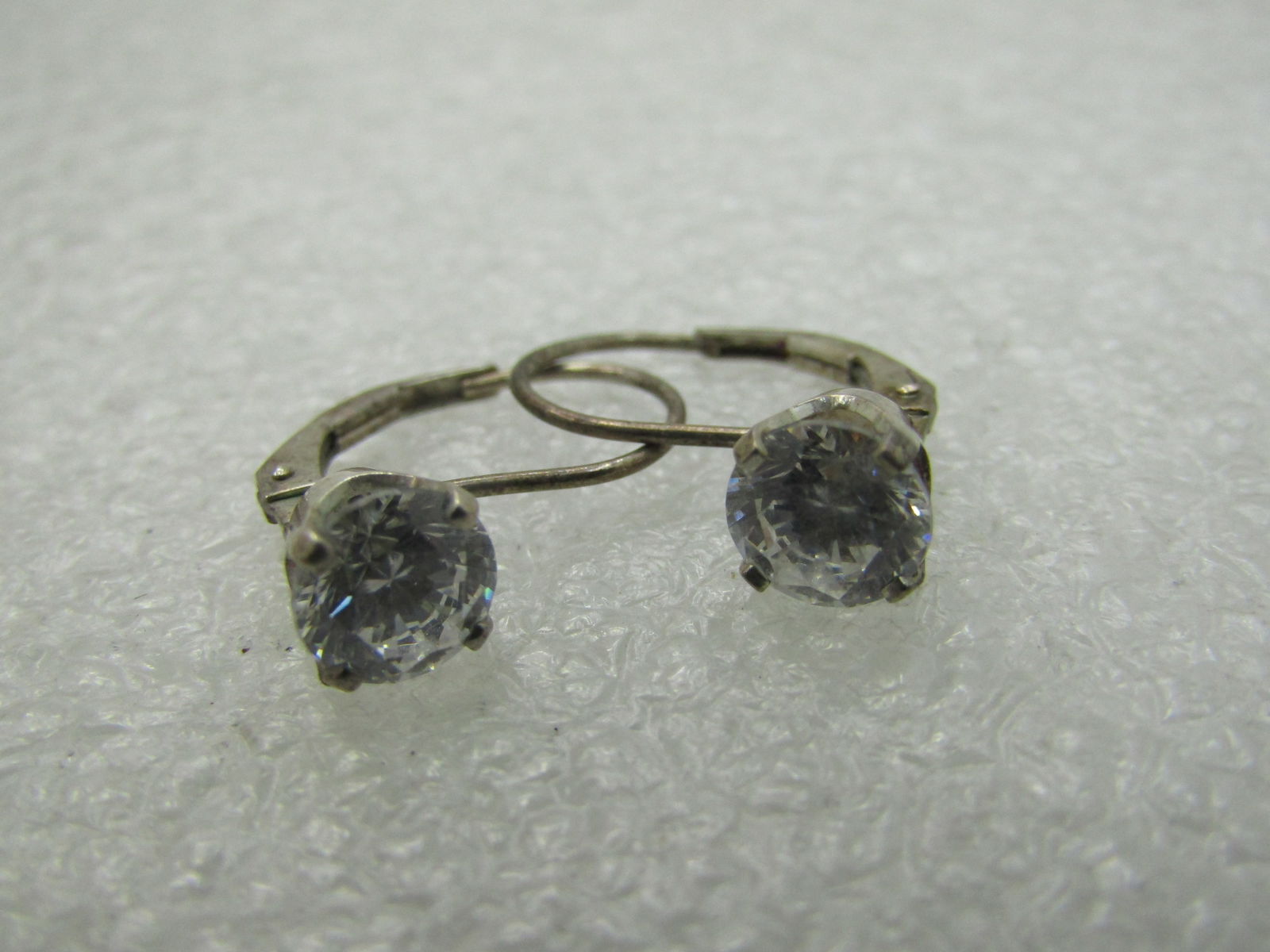 Vintage Sterling Silver CC Leverback Pierced Earrings, DQ CZ - 5
