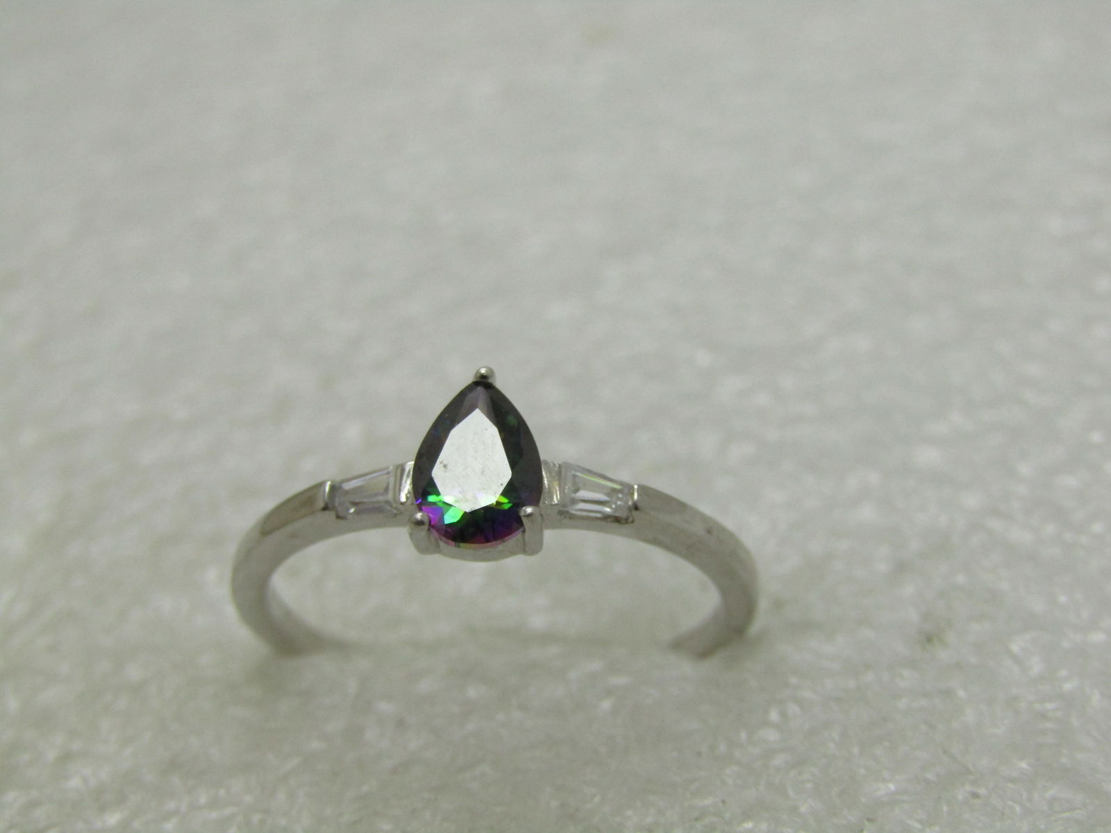 Sterling Silver Created Mystic Topaz CZ Ring, Sz. 9.5 - 4