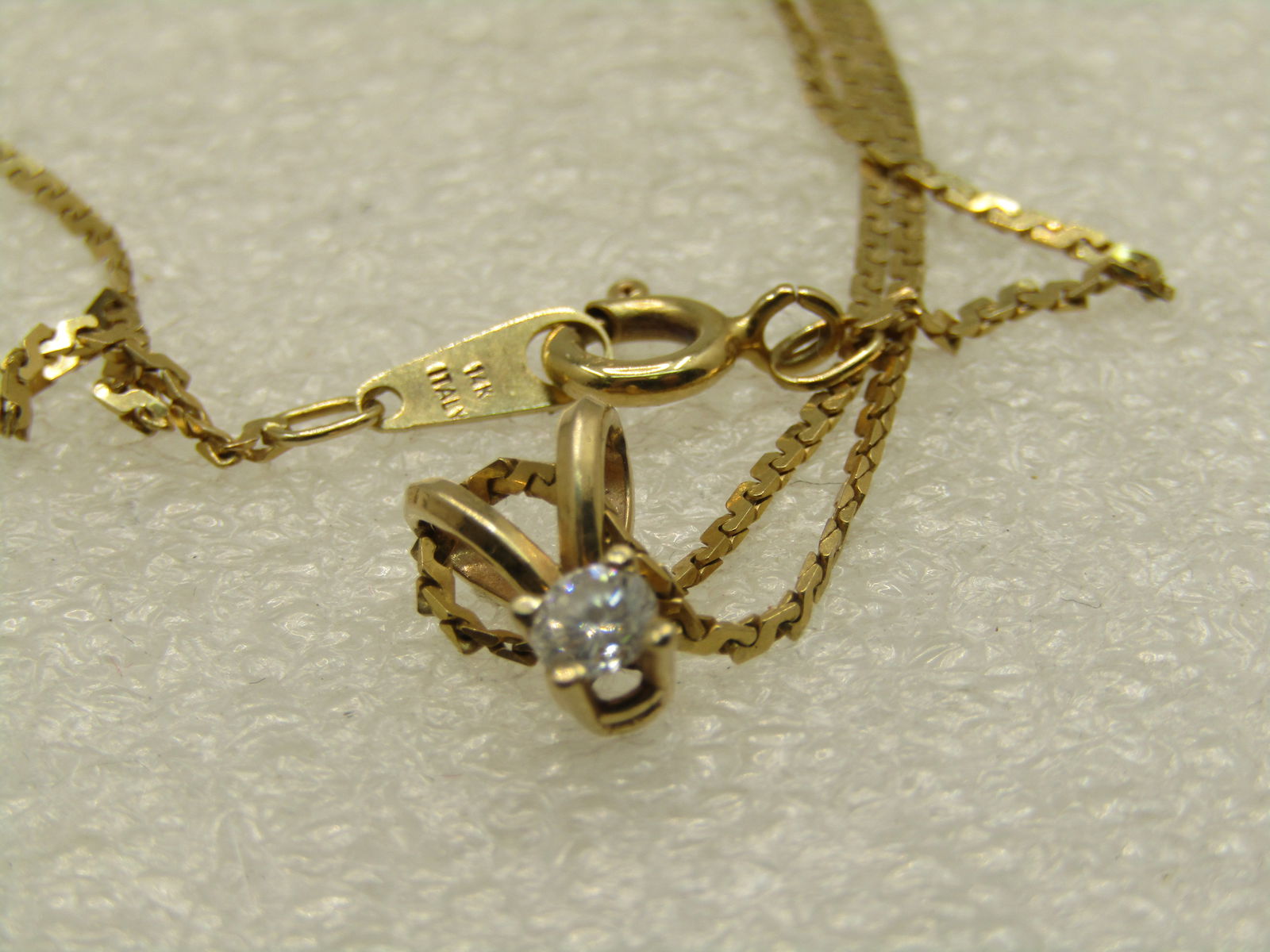 Vintage 14kt .20 CTW Diamond Solitaire Necklace, 16" - 6