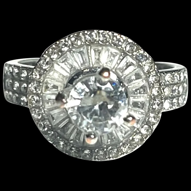 Vintage Sterling Silver CZ Engagement Ring (1 of 7)
