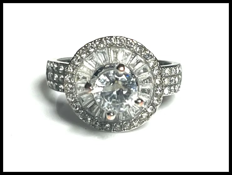 Vintage Sterling Silver CZ Engagement Ring - 2