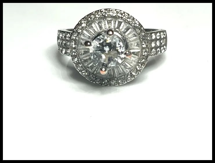 Vintage Sterling Silver CZ Engagement Ring - 3