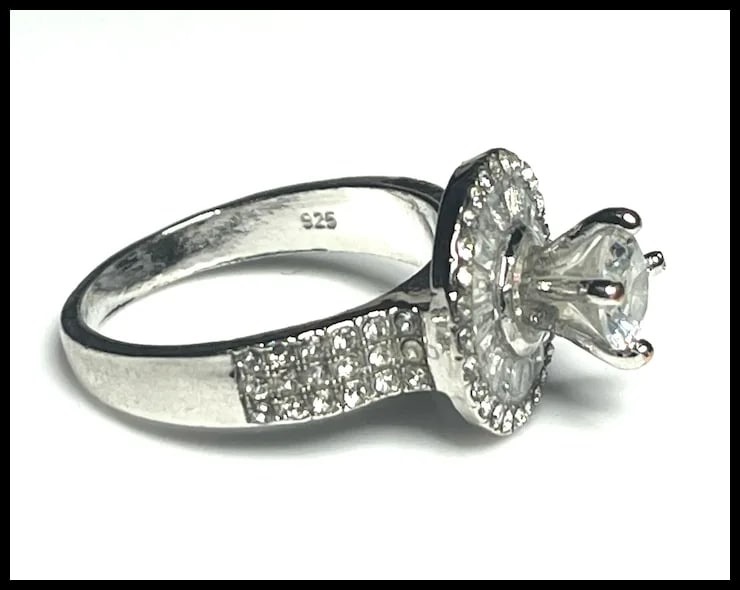Vintage Sterling Silver CZ Engagement Ring - 4