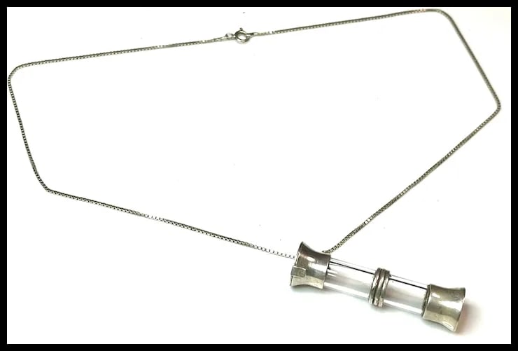 Vintage Sterling Silver Vial Pendant Necklace - 2