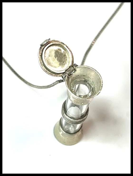 Vintage Sterling Silver Vial Pendant Necklace - 4