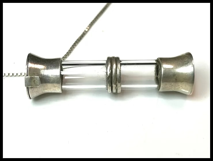 Vintage Sterling Silver Vial Pendant Necklace - 5