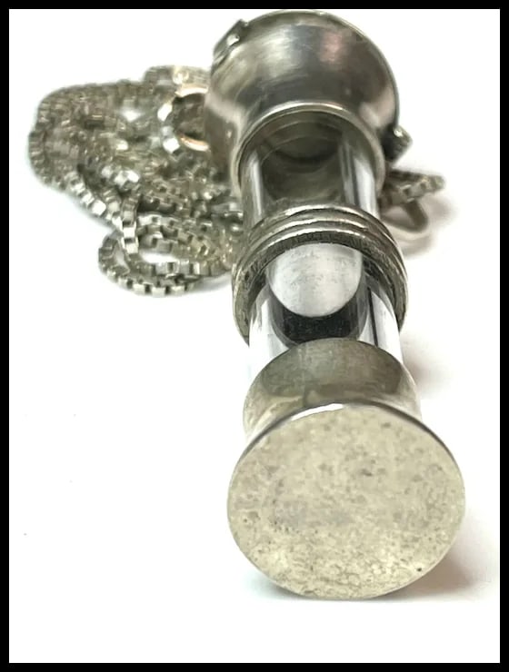 Vintage Sterling Silver Vial Pendant Necklace - 6
