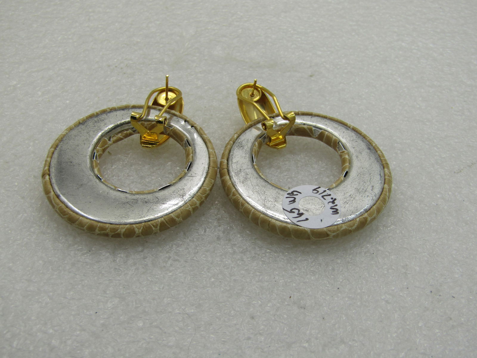 Vintage Faux Leather Large Hoop Earrings 2.25" - 4