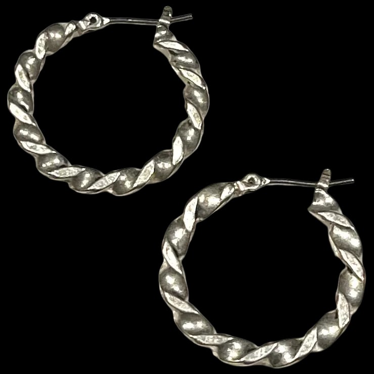 Vintage Silver Twisted Hoop Earrings (1 of 3)