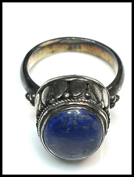 Vintage Sterling Silver Lapis Lazuli Ring - 2