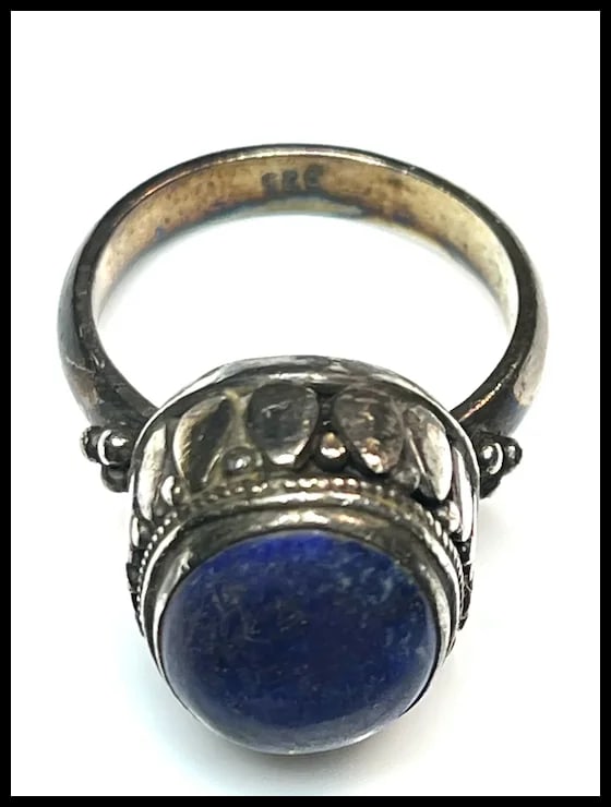 Vintage Sterling Silver Lapis Lazuli Ring - 3