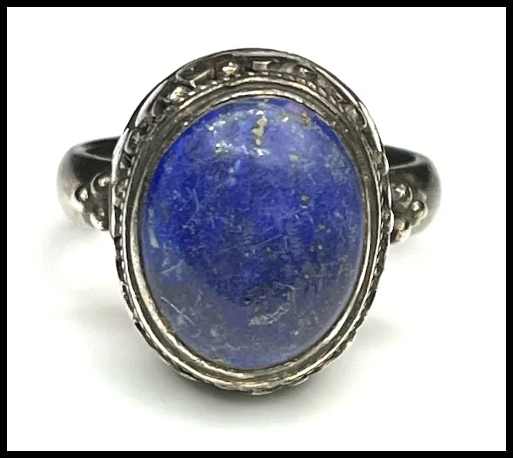 Vintage Sterling Silver Lapis Lazuli Ring - 8