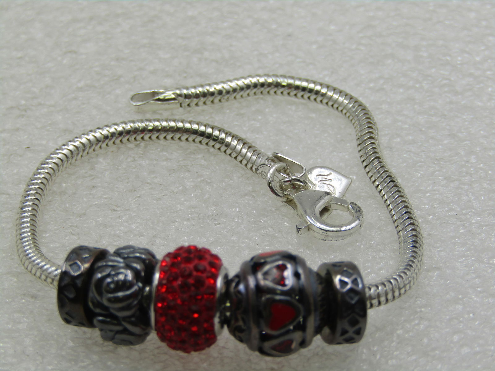 Sterling Silver Rhinestone Slide Charm Bracelet, Kay Jeweler's, Signed MA, 8" - 5