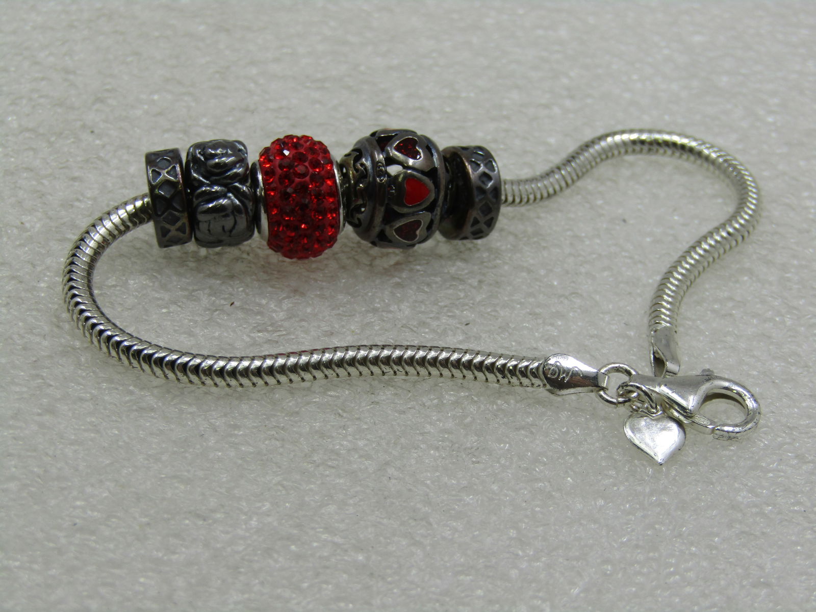 Sterling Silver Rhinestone Slide Charm Bracelet, Kay Jeweler's, Signed MA, 8" - 6