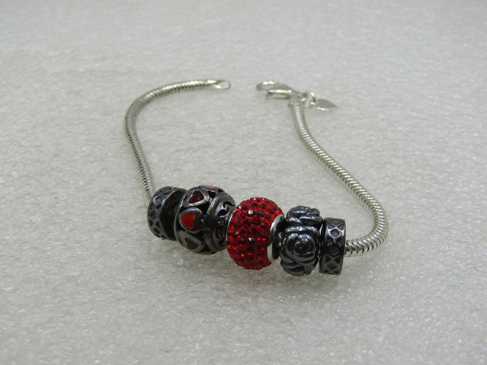 Sterling Silver Rhinestone Slide Charm Bracelet, Kay Jeweler's, Signed MA, 8" - 7