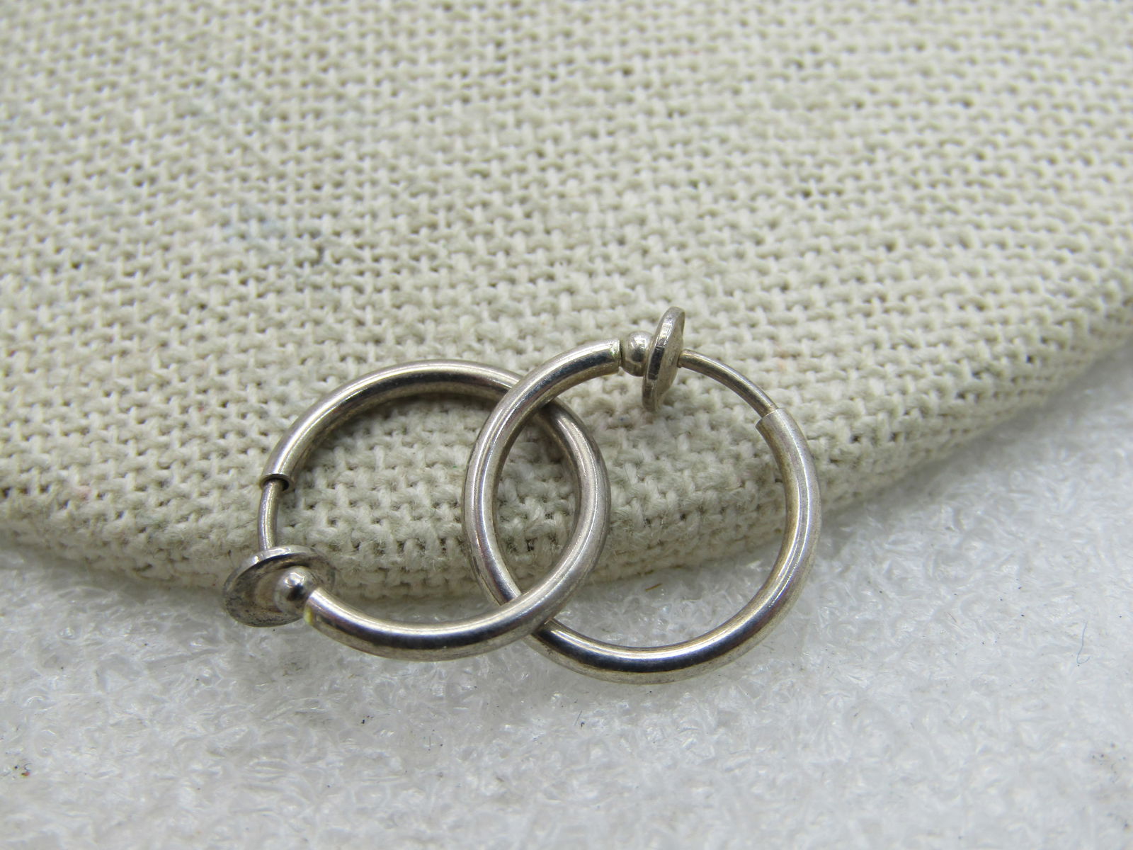 Vintage Silver Tone Hoop Earrings, Pressure Clip-on, 5/8" - 2