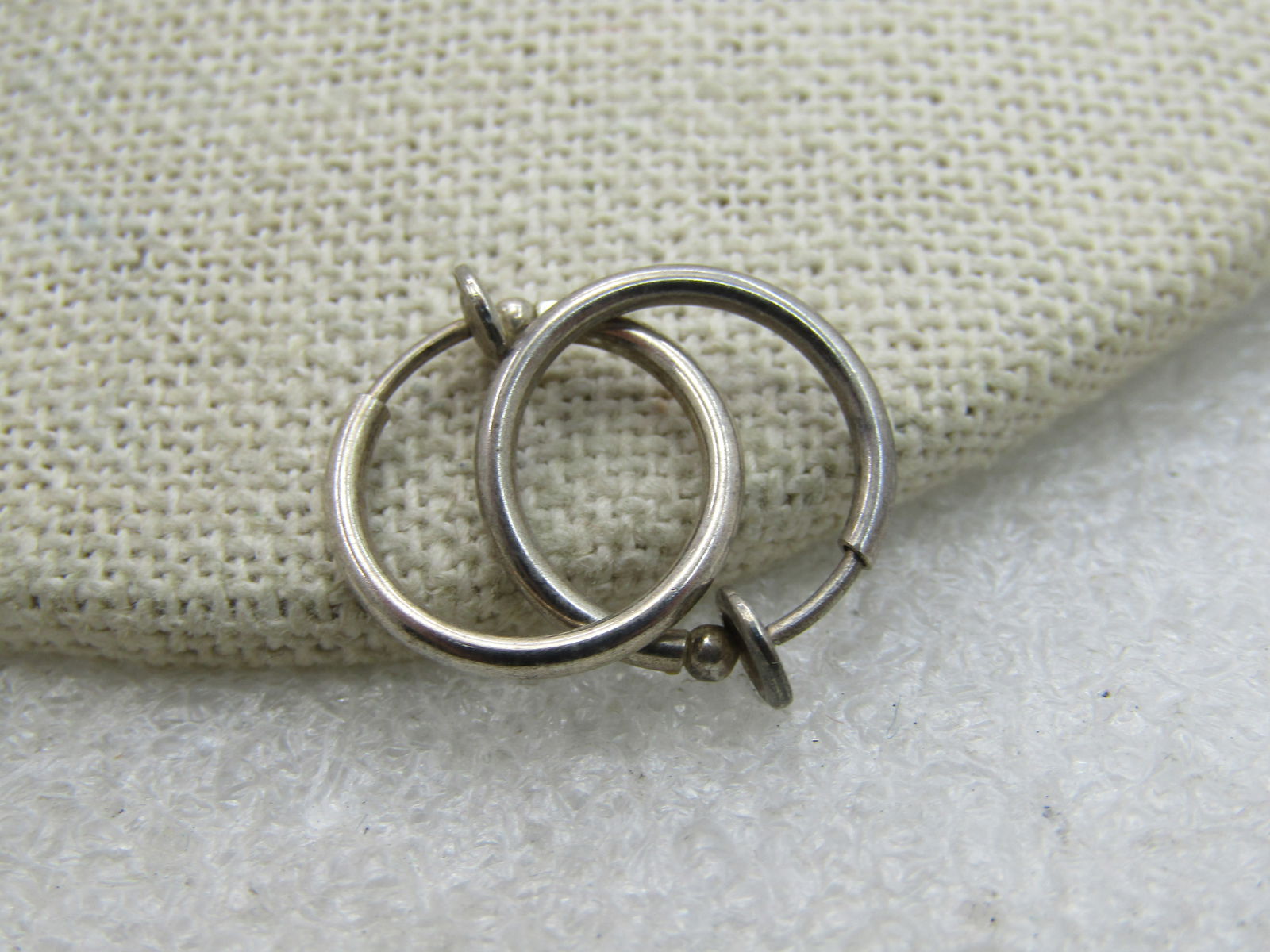 Vintage Silver Tone Hoop Earrings, Pressure Clip-on, 5/8" - 4