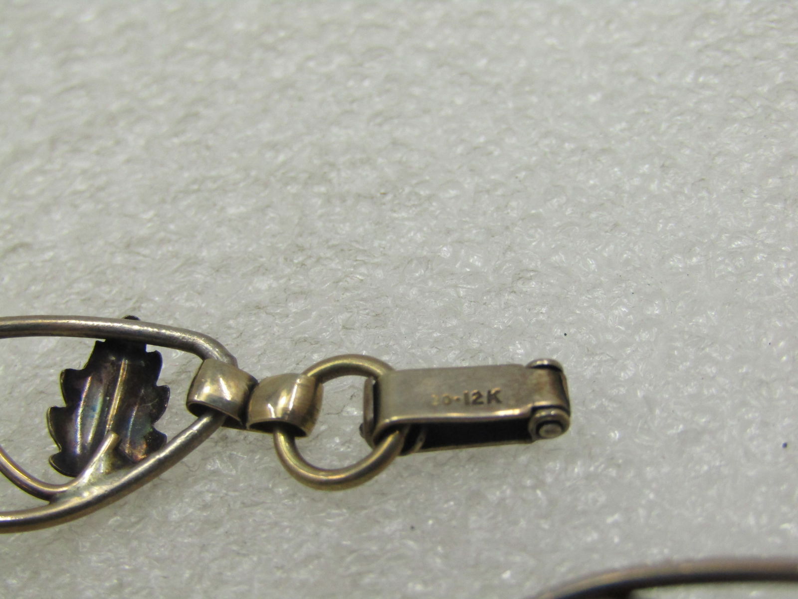 Vintage 12kt GF Purple Rhinestone Leaf Bracelet, 7.25", 1940's - 5