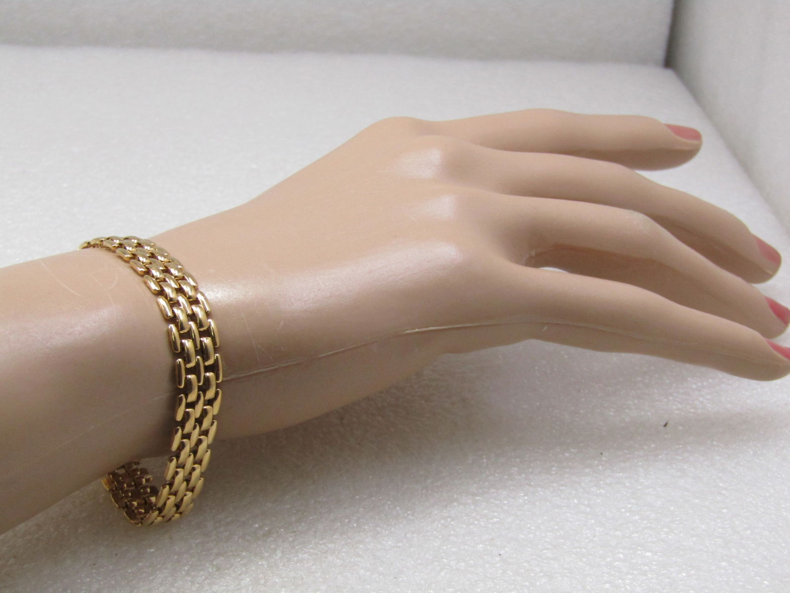 Vintage Mesh/Woven Bracelet, 8", Gold Tone - 5