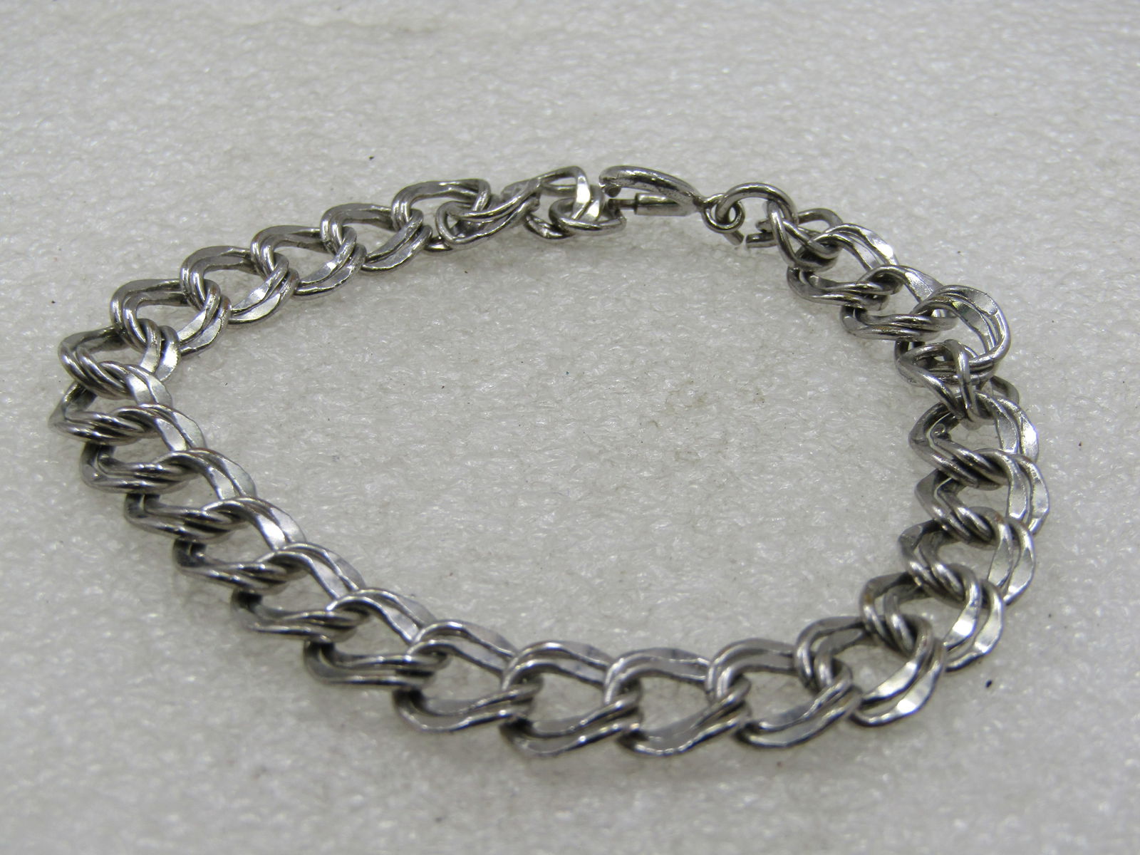 Vintage Silver Tone Double Link Bracelet, 8-1/8", Unisex, 9.5mm (1 of 6)