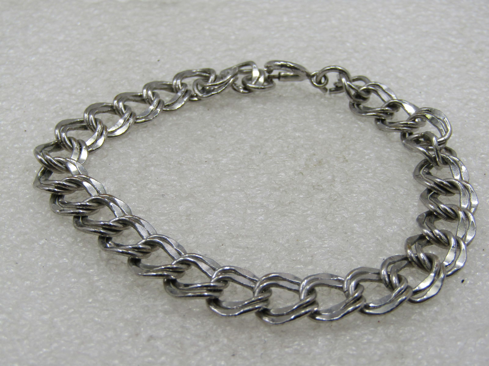 Vintage Silver Tone Double Link Bracelet, 8-1/8", Unisex, 9.5mm - 3