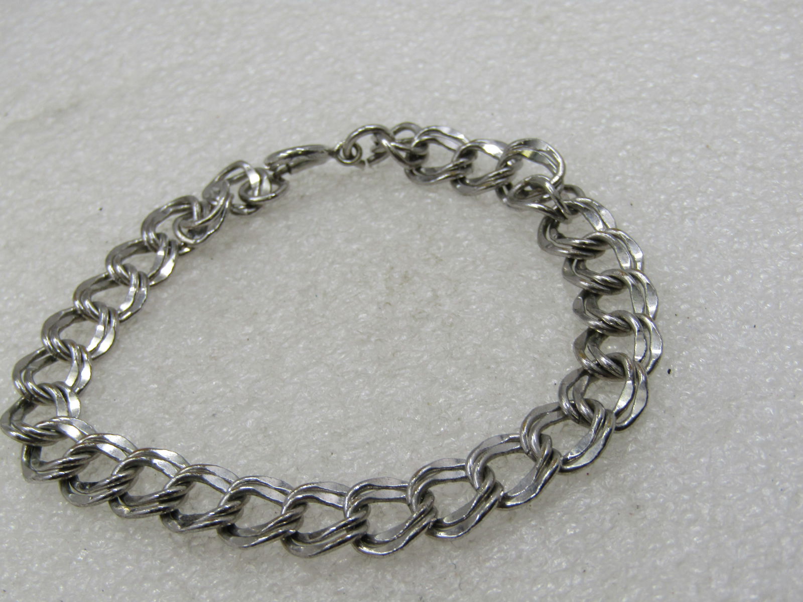 Vintage Silver Tone Double Link Bracelet, 8-1/8", Unisex, 9.5mm - 4