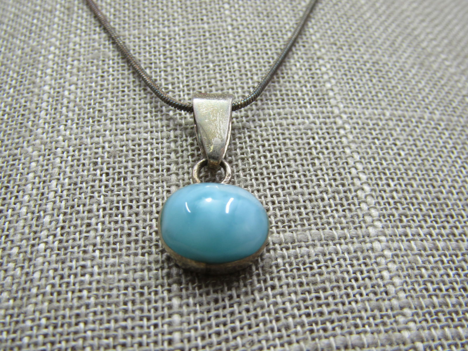 Vintage Sterling Larimar Necklace, 18", 1970's-1980's - 2