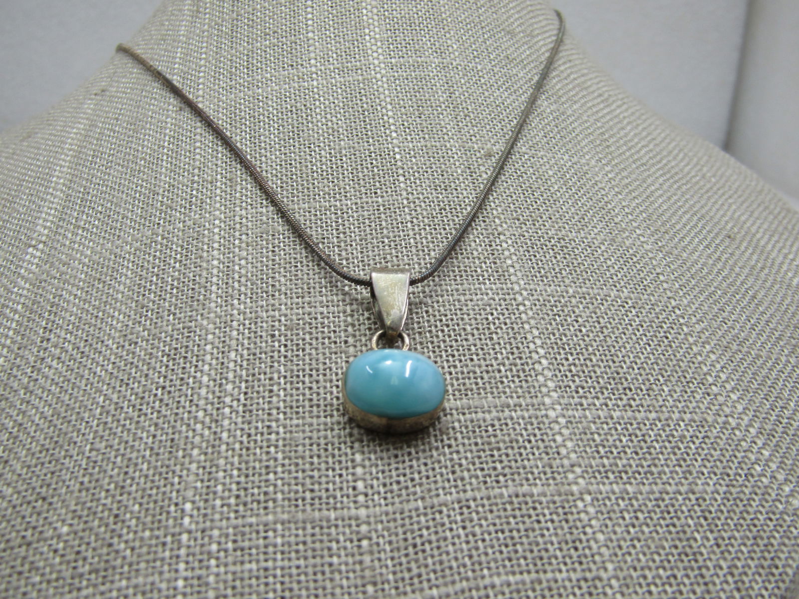 Vintage Sterling Larimar Necklace, 18", 1970's-1980's - 3