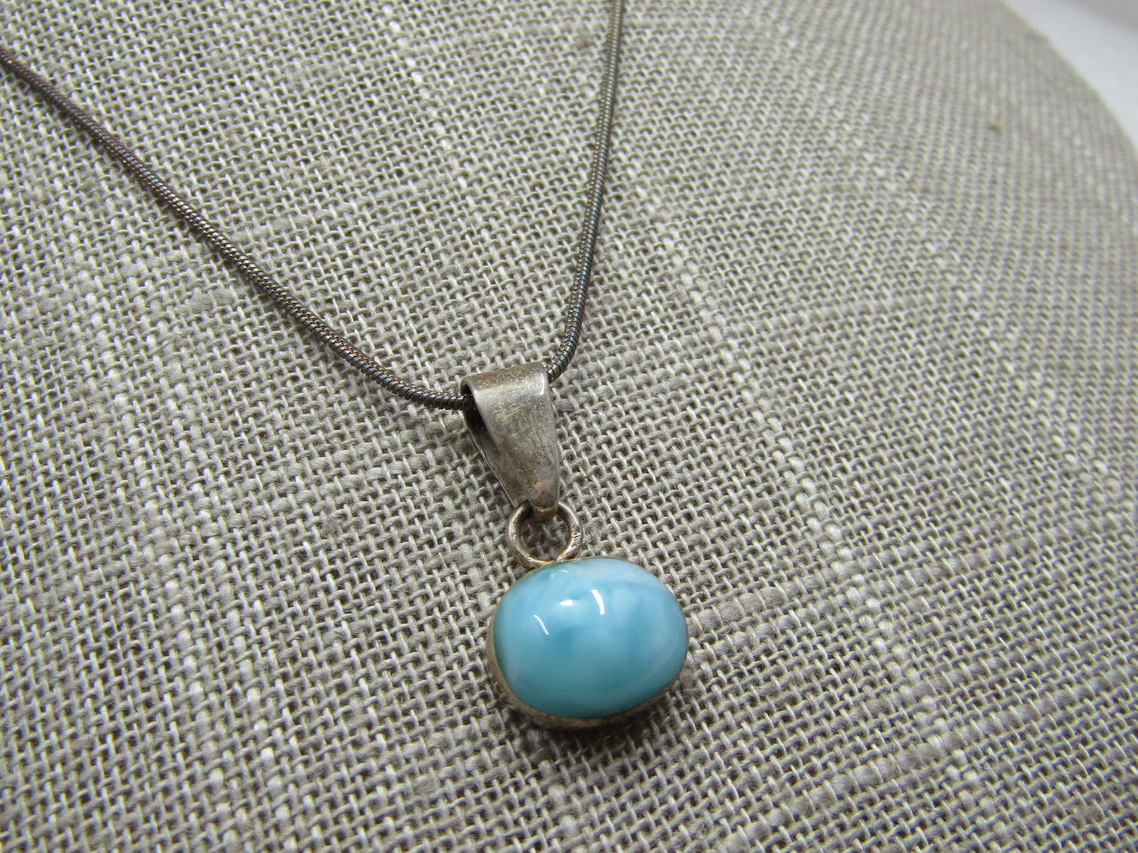Vintage Sterling Larimar Necklace, 18", 1970's-1980's - 4