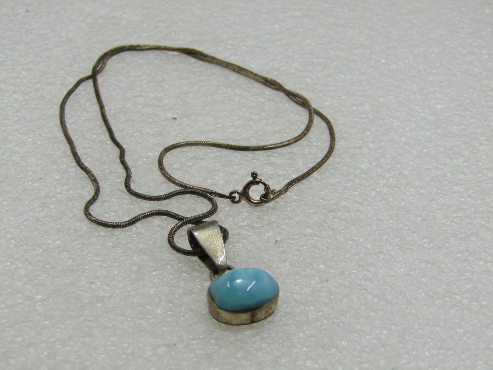 Vintage Sterling Larimar Necklace, 18", 1970's-1980's - 5