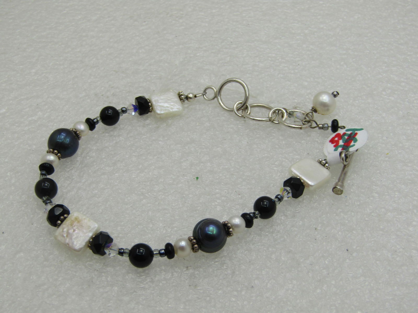 Sterling Silver Tahitian Pearl Bracelet with Freshwater Pearls, 8, Adjustable - 2