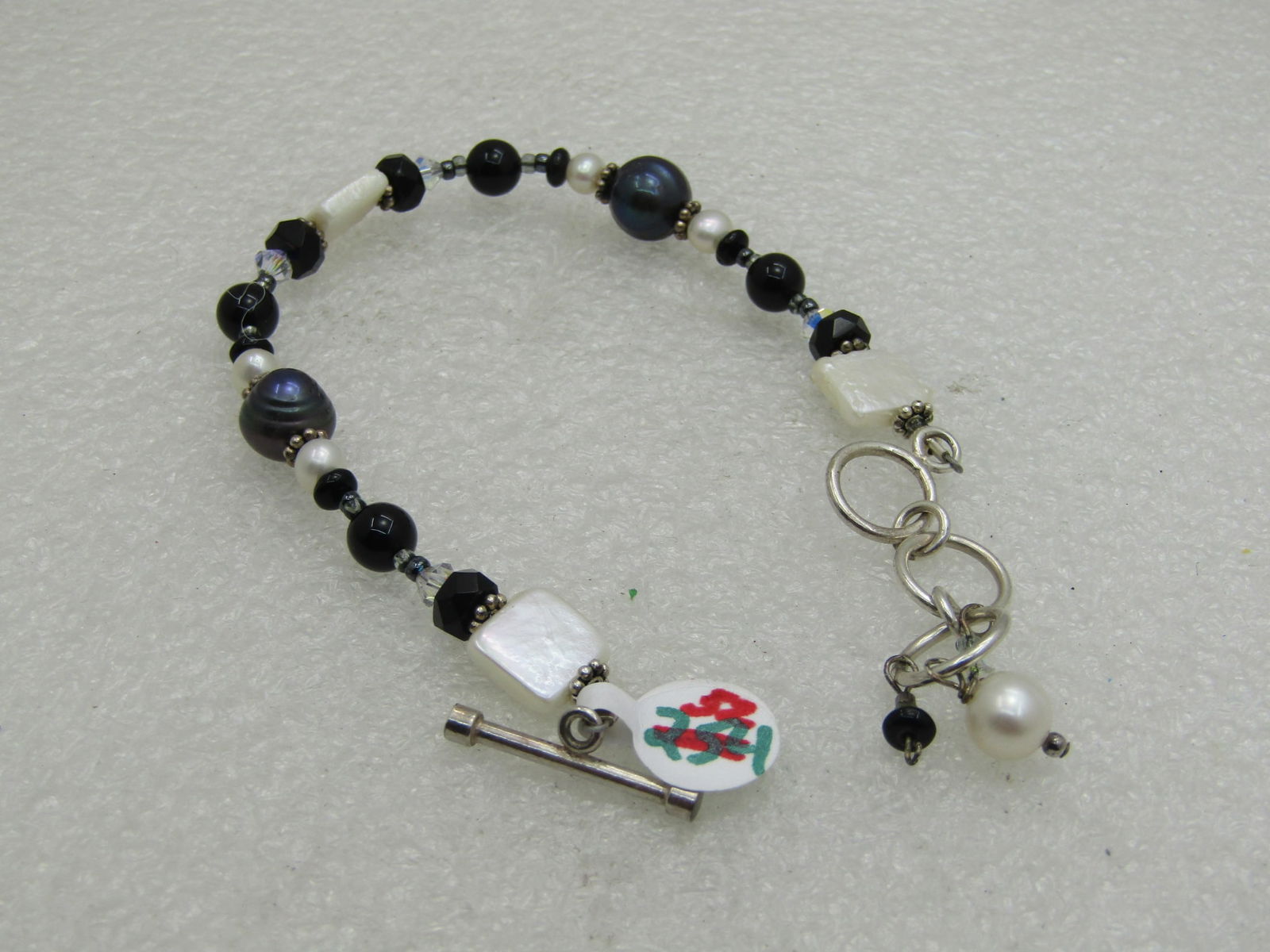 Sterling Silver Tahitian Pearl Bracelet with Freshwater Pearls, 8, Adjustable - 4