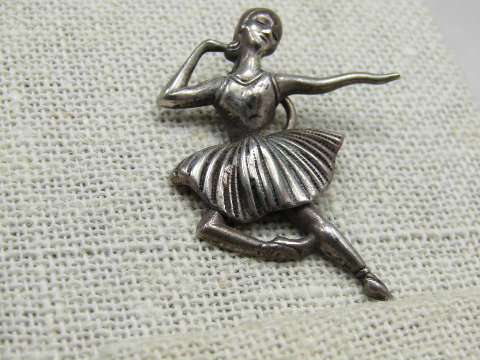 Vintage Sterling Ballerina Pendant, 1.5" Mid-Century - 2