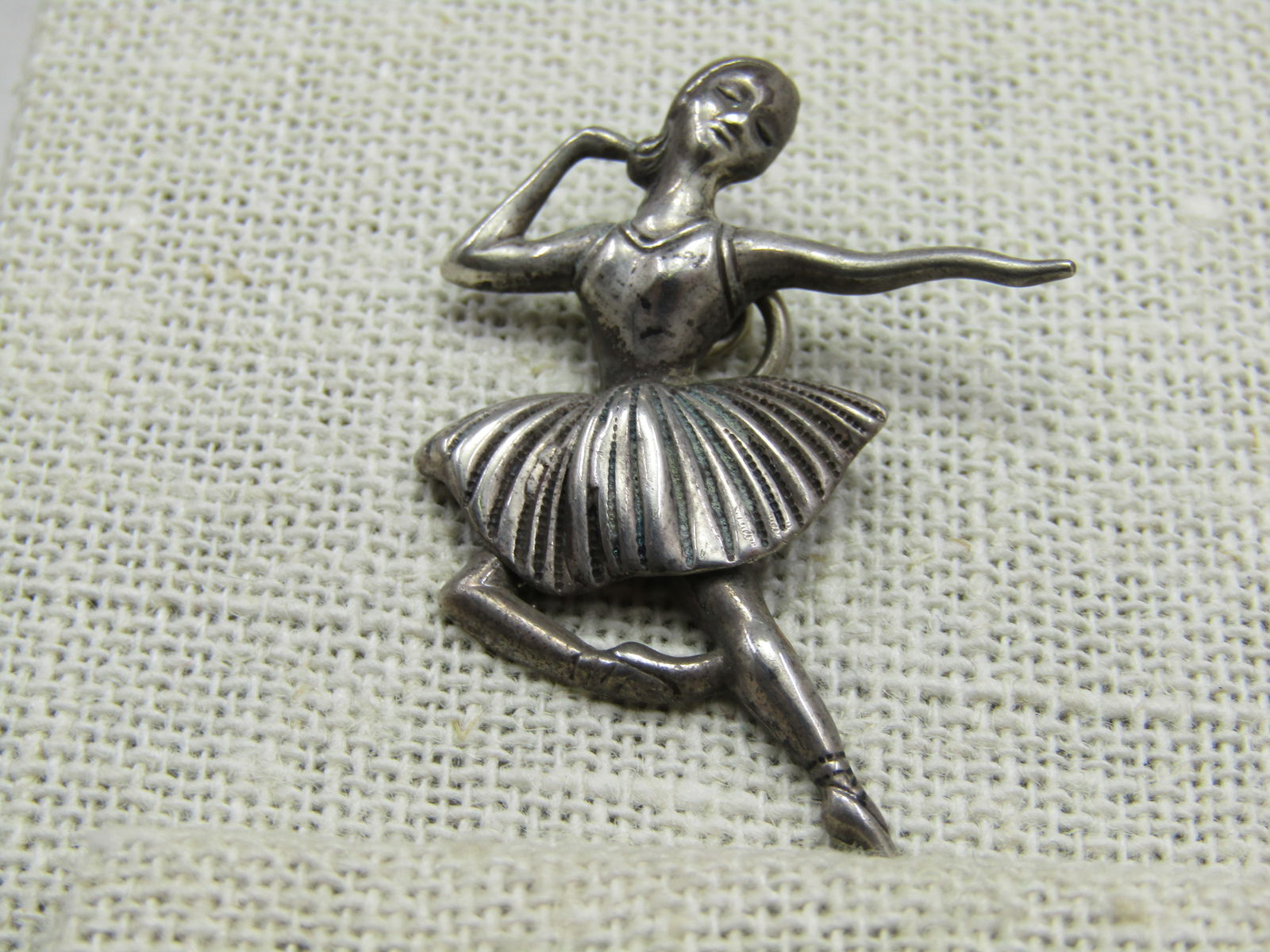 Vintage Sterling Ballerina Pendant, 1.5" Mid-Century - 3
