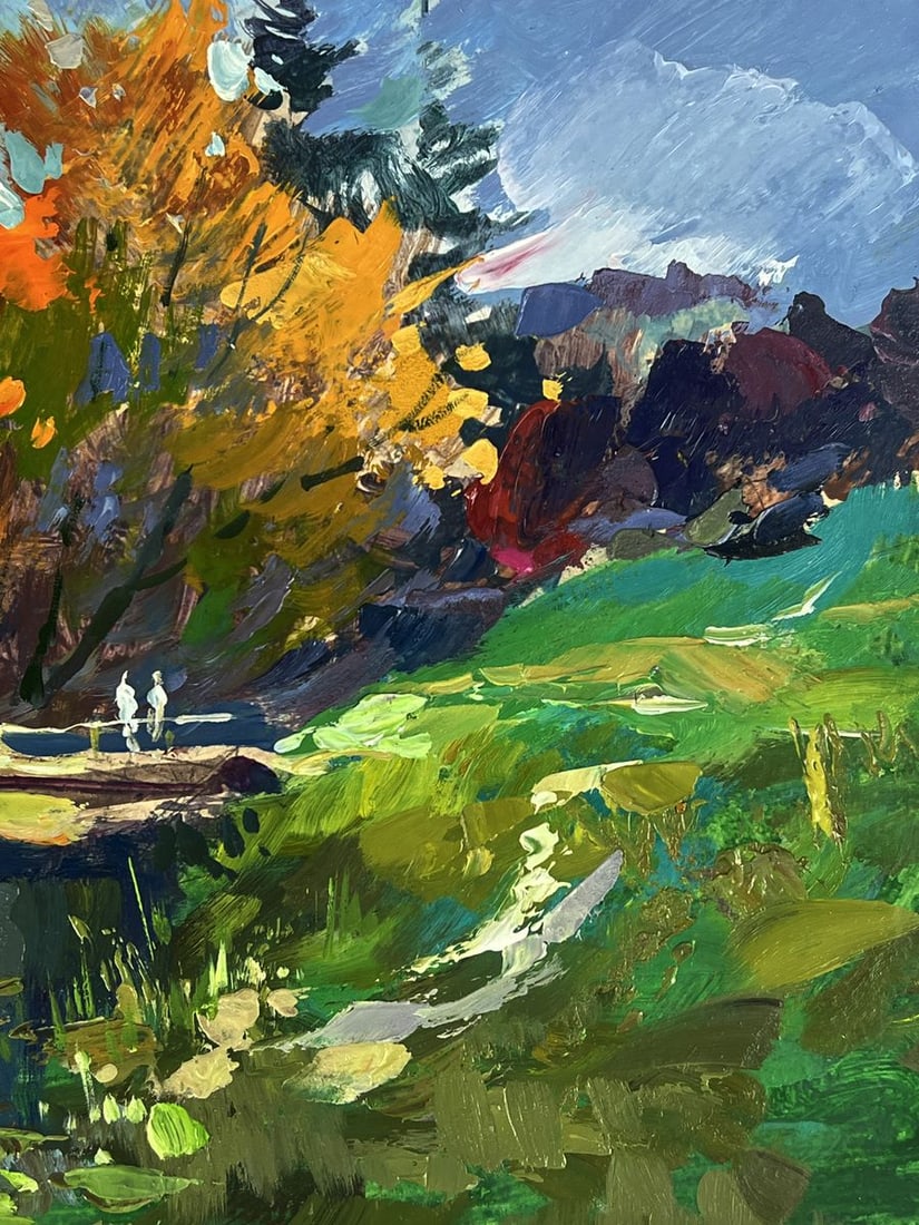 Oil painting A village river with boats Yuriy Suprunchuk - 10