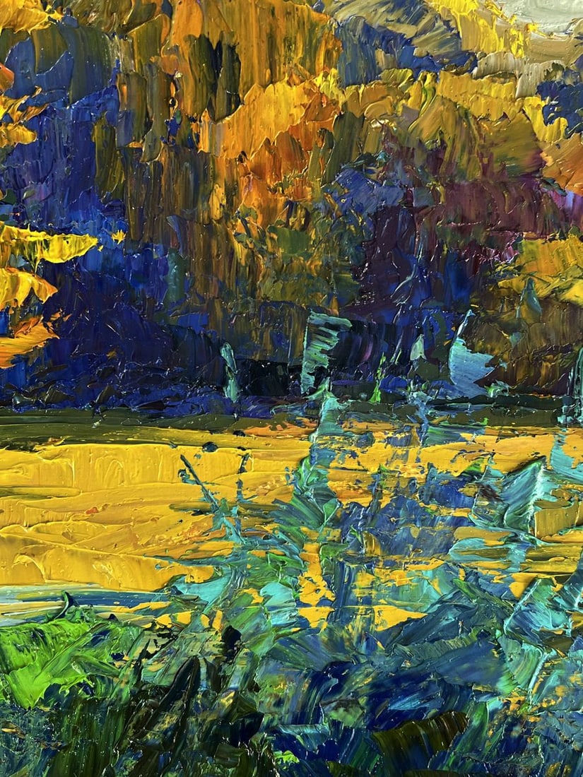 Oil painting Autumn evening river bank Boris Serdyuk - 5