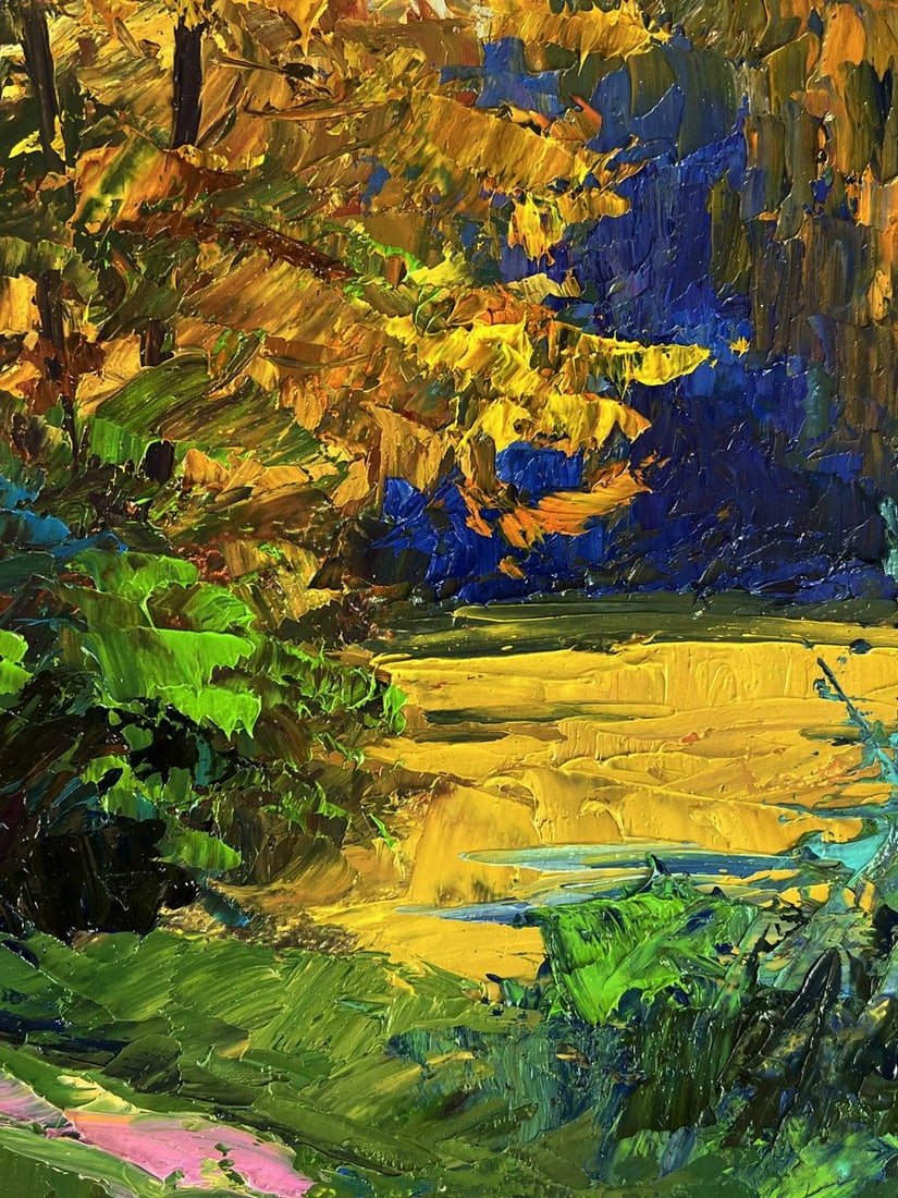 Oil painting Autumn evening river bank Boris Serdyuk - 7