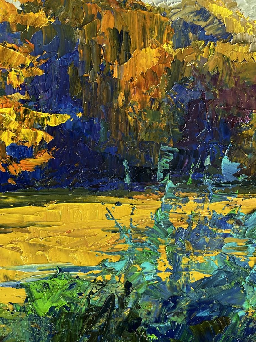 Oil painting Autumn evening river bank Boris Serdyuk - 8