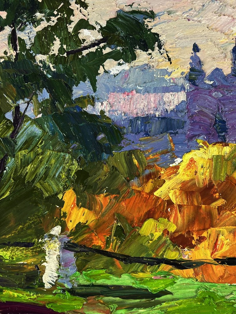 Oil painting The city behind the autumn fog Boris Serdyuk - 4